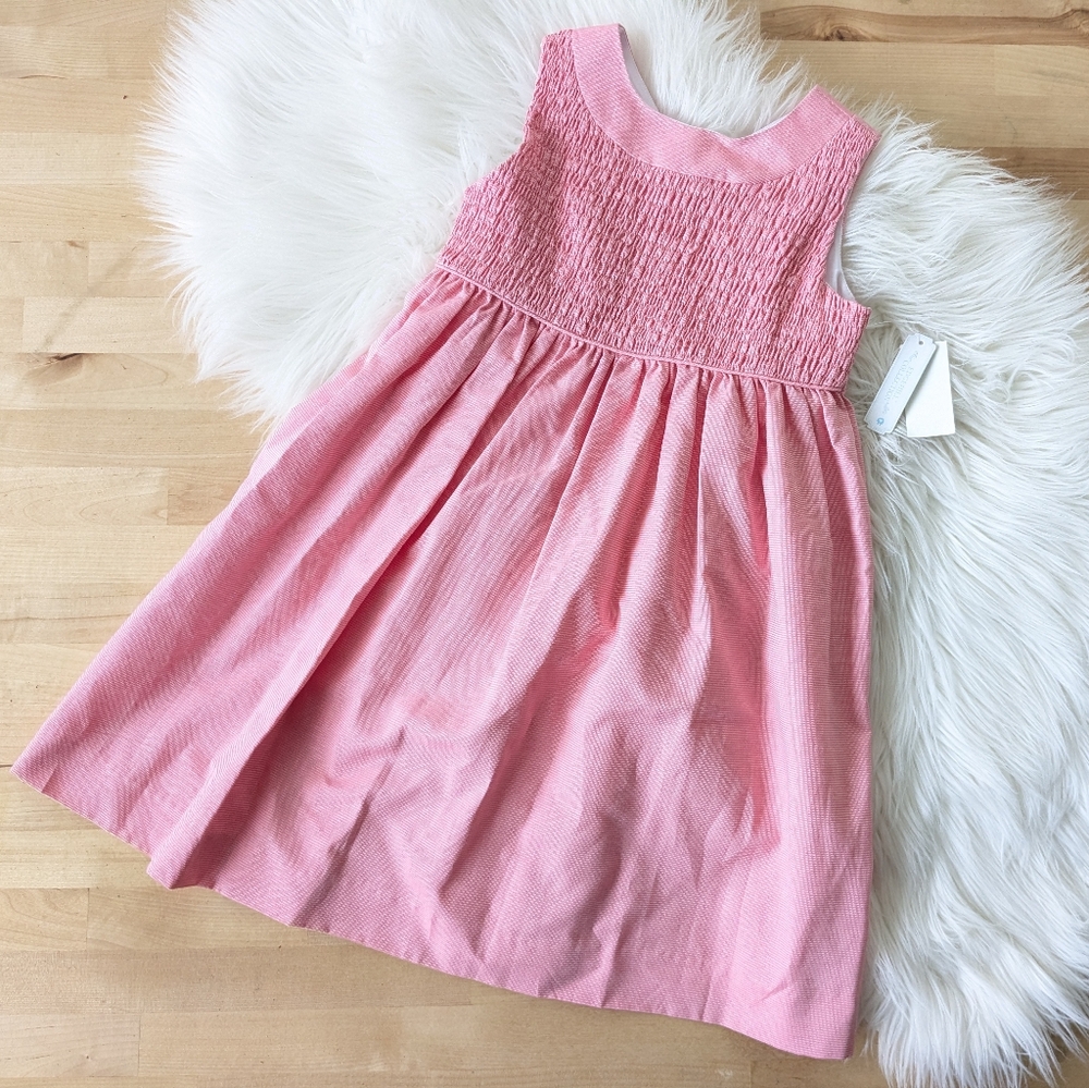 {Edgehill Collection} Pink Smocked Sleeveless Girls Dress
